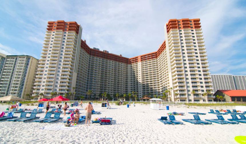 Shores of Panama Condominiums Exterior from Beach