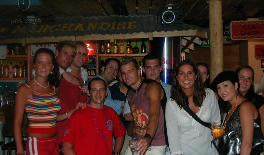 group of people in a bar in Cancun, Mexico