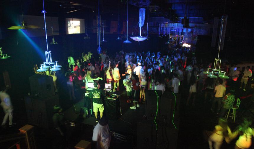 The inside of a Nassau, Bahamas dance club