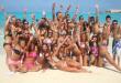 large group of high school students on the beach in Riviera Maya