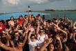 A boat full of students on a GradCity graduation trip to Nassau