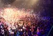 Large crowd of students partying in Cancun, Mexico